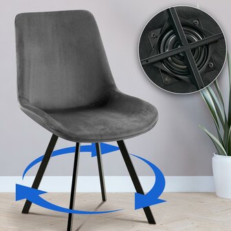 Set van 2 eetkamerstoelen Liwis Fluweel, Grijs