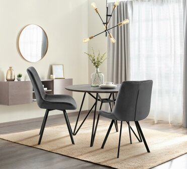 Set van 2 eetkamerstoelen Liwis Fluweel, Grijs