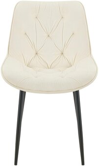 2-delige set eetkamerstoel Wellaca fluweel, Creme