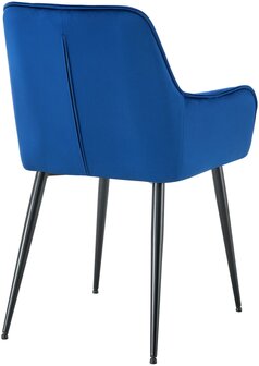 2-delige set eetkamerstoel Firndili fluweel, Blauw