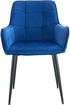 2-delige set eetkamerstoel Firndili fluweel, Blauw