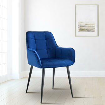 2-delige set eetkamerstoel Firndili fluweel, Blauw