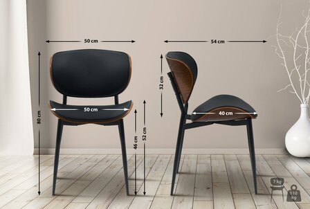 Set van 2 bezoekersstoelen Ined kunstleer, Zwart