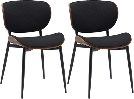 2-delige set bezoekersstoel Ined stof, Zwart