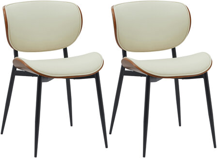 Set van 2 bezoekersstoelen Ined kunstleer, Creme