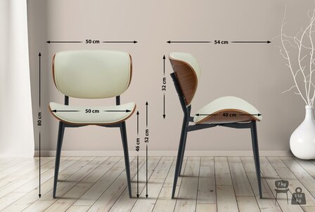 Set van 2 bezoekersstoelen Ined kunstleer, Creme