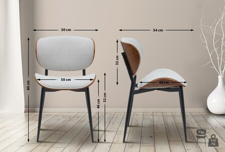 Set van 2 bezoekersstoelen Ined Stof, Creme