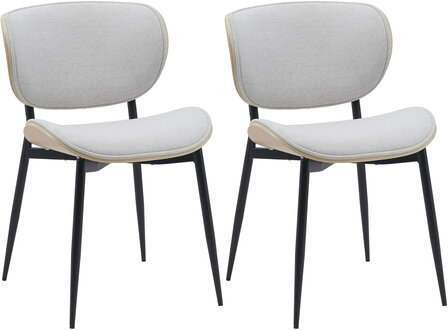 2-delige set bezoekersstoel Ined stof, Creme