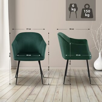 Eetkamerstoel Jeysia Fluweel, Groen