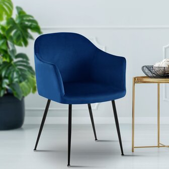 Eetkamerstoel Jeysia Fluweel, Blauw