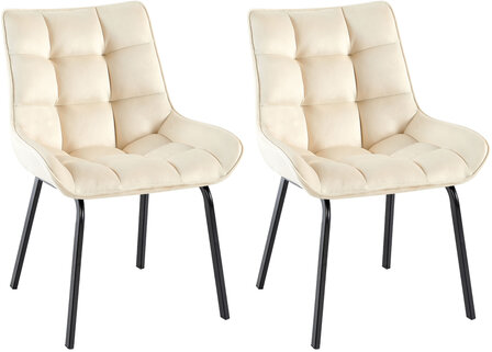 2-delige set stoel Sirindi fluweel, Creme