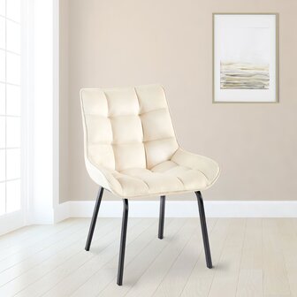 2-delige set stoel Sirindi fluweel, Creme