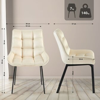 2-delige set stoel Sirindi fluweel, Creme
