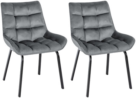 2-delige set stoel Sirindi fluweel, Grijs