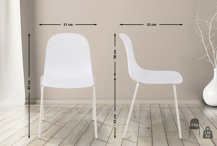 2-delige set stoel Hirdan, Wit
