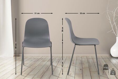 2-delige set stoel Hirdan, Grijs