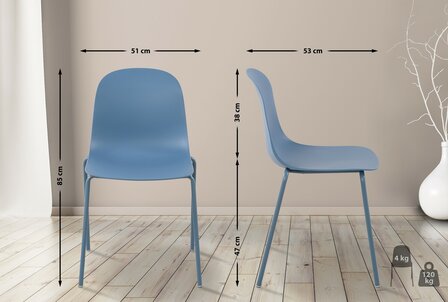 2-delige set stoel Hirdan, Blauw
