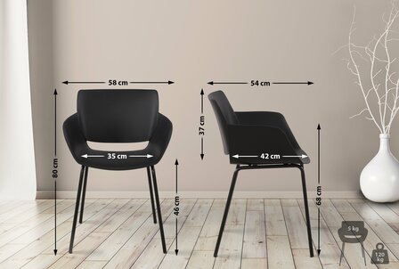 2-delige set stoel Ilpini, Zwart
