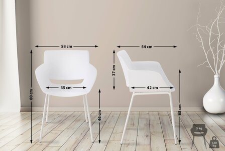 2-delige set stoel Ilpini, Wit