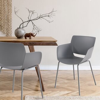 2-delige set stoel Ilpini, Grijs