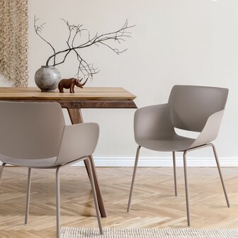2-delige set stoel Ilpini, Taupe