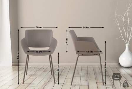 2-delige set stoel Ilpini, Taupe