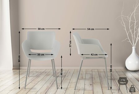2-delige set stoel Ilpini, Grijs