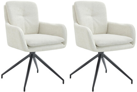 2-delige set eetkamerstoel Peckitt stof, Creme