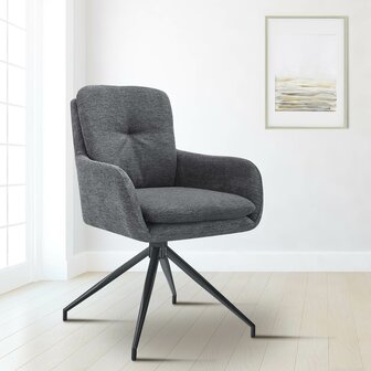 2-delige set eetkamerstoel Peckitt stof, Grijs