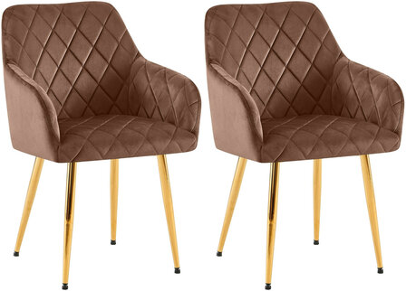 2-delige set eetkamerstoel Menott fluweel G, Bruin