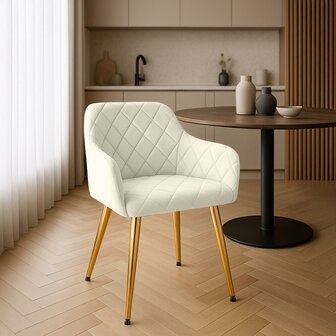 2-delige set eetkamerstoel Menott Fluweel G, Creme