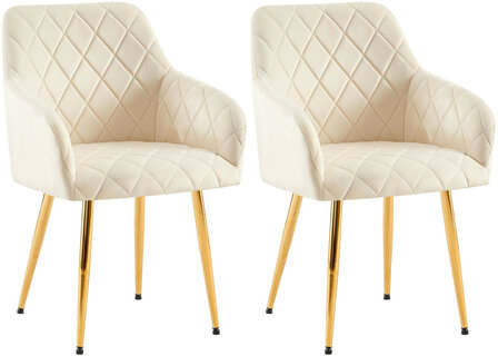 2-delige set eetkamerstoel Menott Fluweel G, Creme