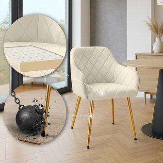 2-delige set eetkamerstoel Menott Fluweel G, Creme