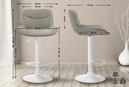 Barkruk Venoro Stof wit, Taupe
