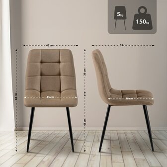 4-delige set eetkamerstoelen Entibas Stof, Taupe