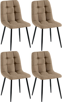 4-delige set eetkamerstoel Teldi Stof, Taupe
