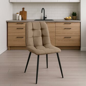 4-delige set eetkamerstoel Teldi Stof, Taupe