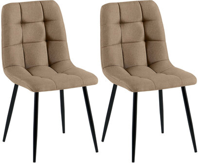 2-delige set eetkamerstoel Teldi Stof, Taupe