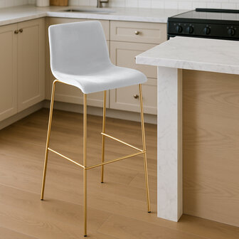 Barkruk Heovor Fluweel 4-Poot Goud, Creme