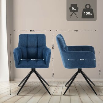Eetkamerstoel Janoh Stof, Blauw