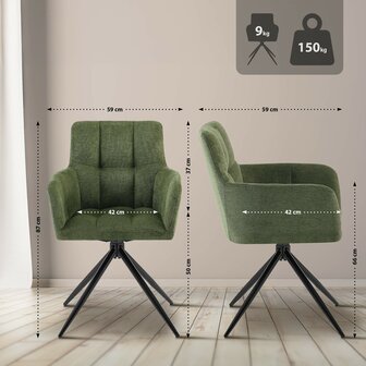 Eetkamerstoel Janoh Stof, Groen