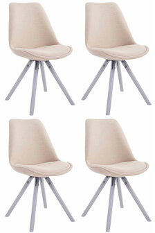 4-delige set stoelen Teulouso Stof Rond wit, Creme