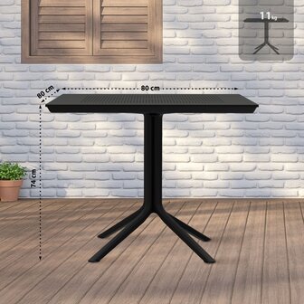 Tafel Lanvel 80x80 cm, Zwart