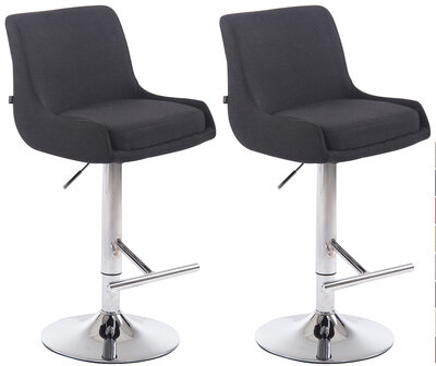 2-delige set barkruk Cleb Stof chroom, Zwart