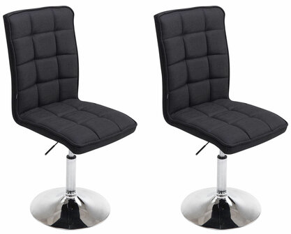 2-delige set eetkamerstoelen Pikeng V2 Stof, Zwart