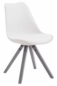 Bezoekersstoel Teulouso Kunstleer Square grijs, Wit
