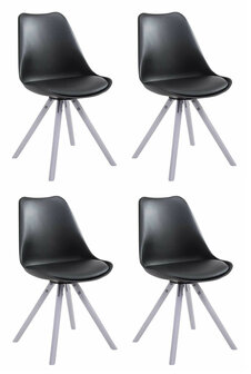 4-delige set stoelen Teulouso kunstleer rond wit, Zwart