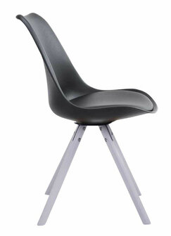 4-delige set stoelen Teulouso kunstleer rond wit, Zwart