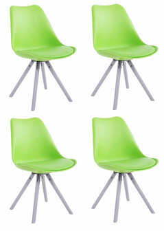 4-delige set stoelen Teulouso kunstleer rond wit, Groen