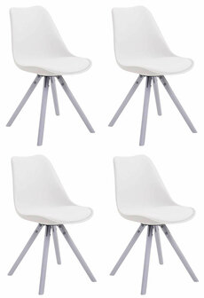 4-delige set stoelen Teulouso kunstleer rond wit, Wit